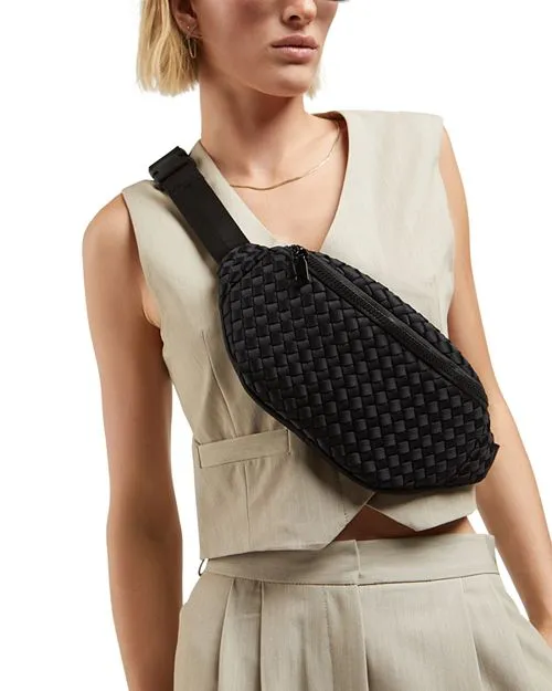 Aim High Medium Sol & Selene Woven Neoprene Belt Bag in Black