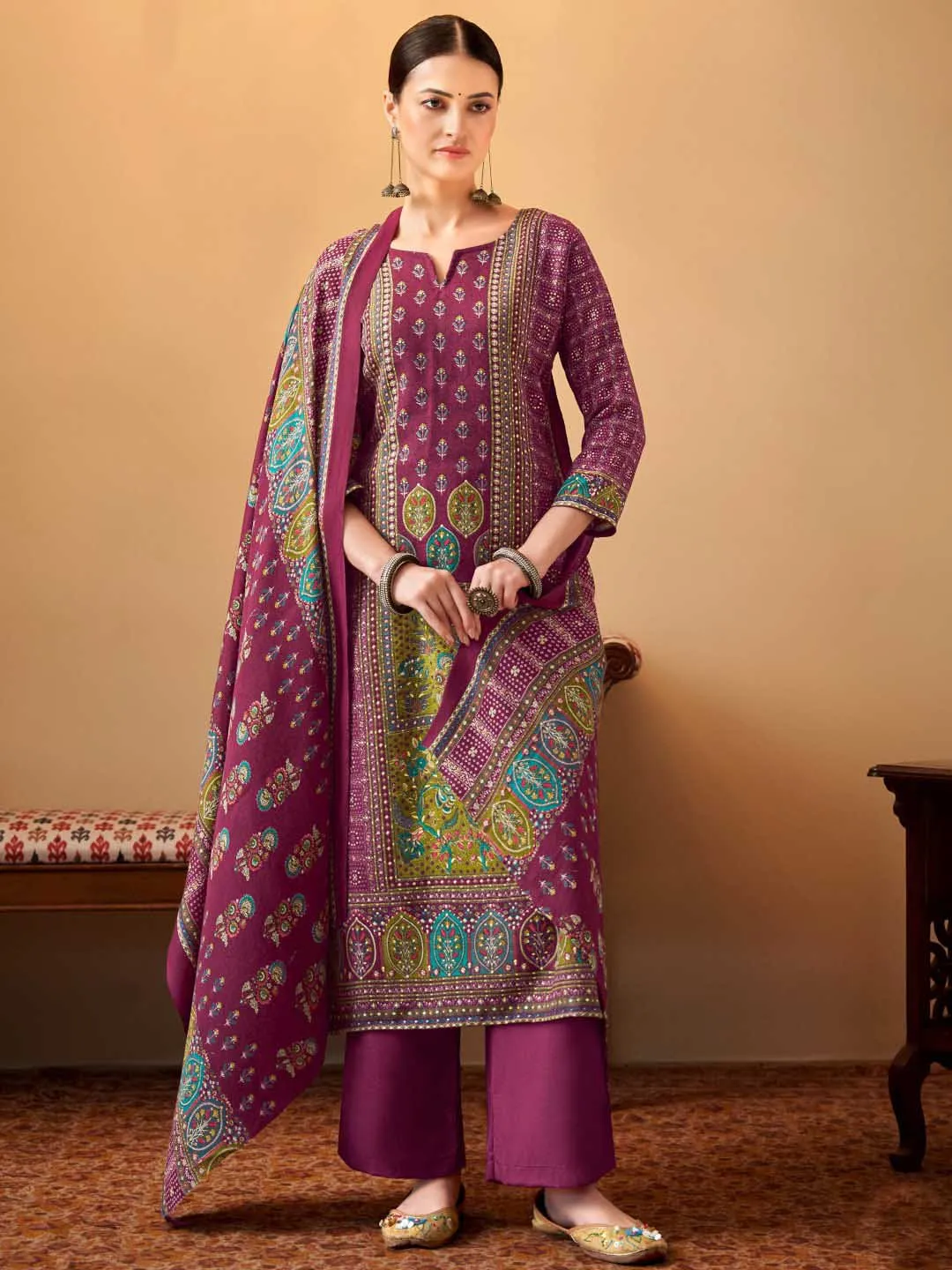 Alok Pashmina Unstitched Winter Suit Fabric Material for Ladies