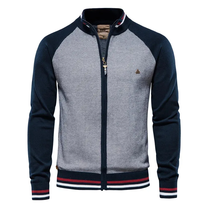 Argyle Solid Color Cardigan Men Casual Quality Zipper Cotton Winter Mens Sweaters Fashion Basic Cardigans for Men