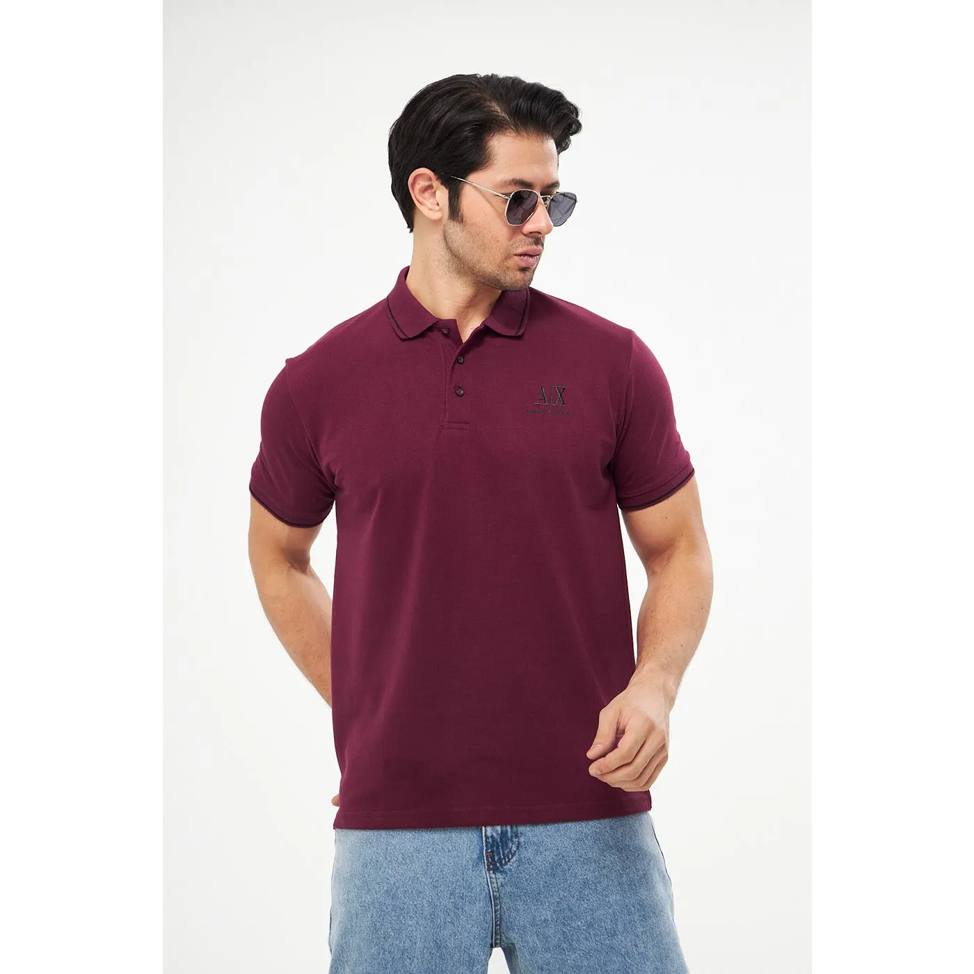 AX Burgundy Pique Polo