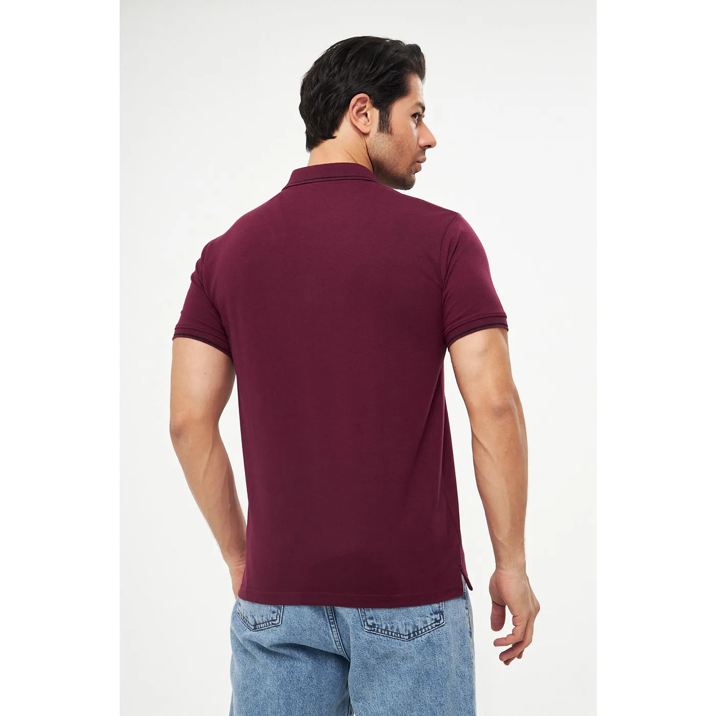 AX Burgundy Pique Polo