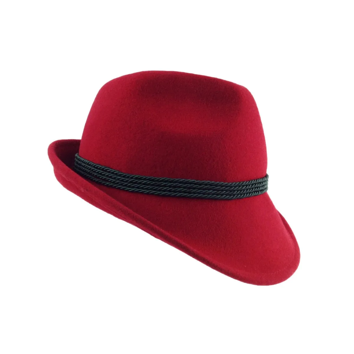 Bavarian Alpine Style 100% Wool Red Hat