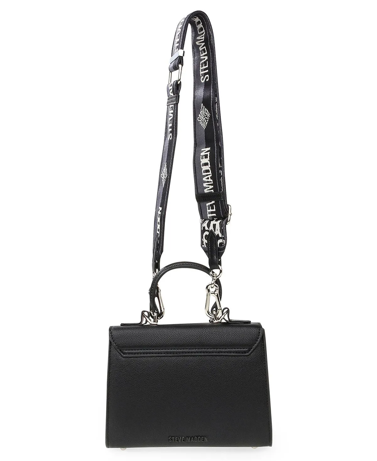 Blattuca Shoulder Bag with Metal Steve Madden Logo, Black