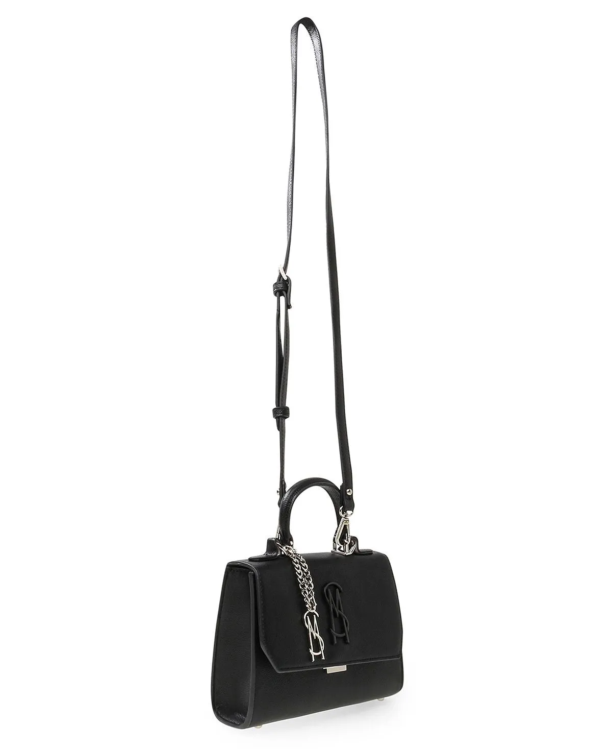 Blattuca Shoulder Bag with Metal Steve Madden Logo, Black