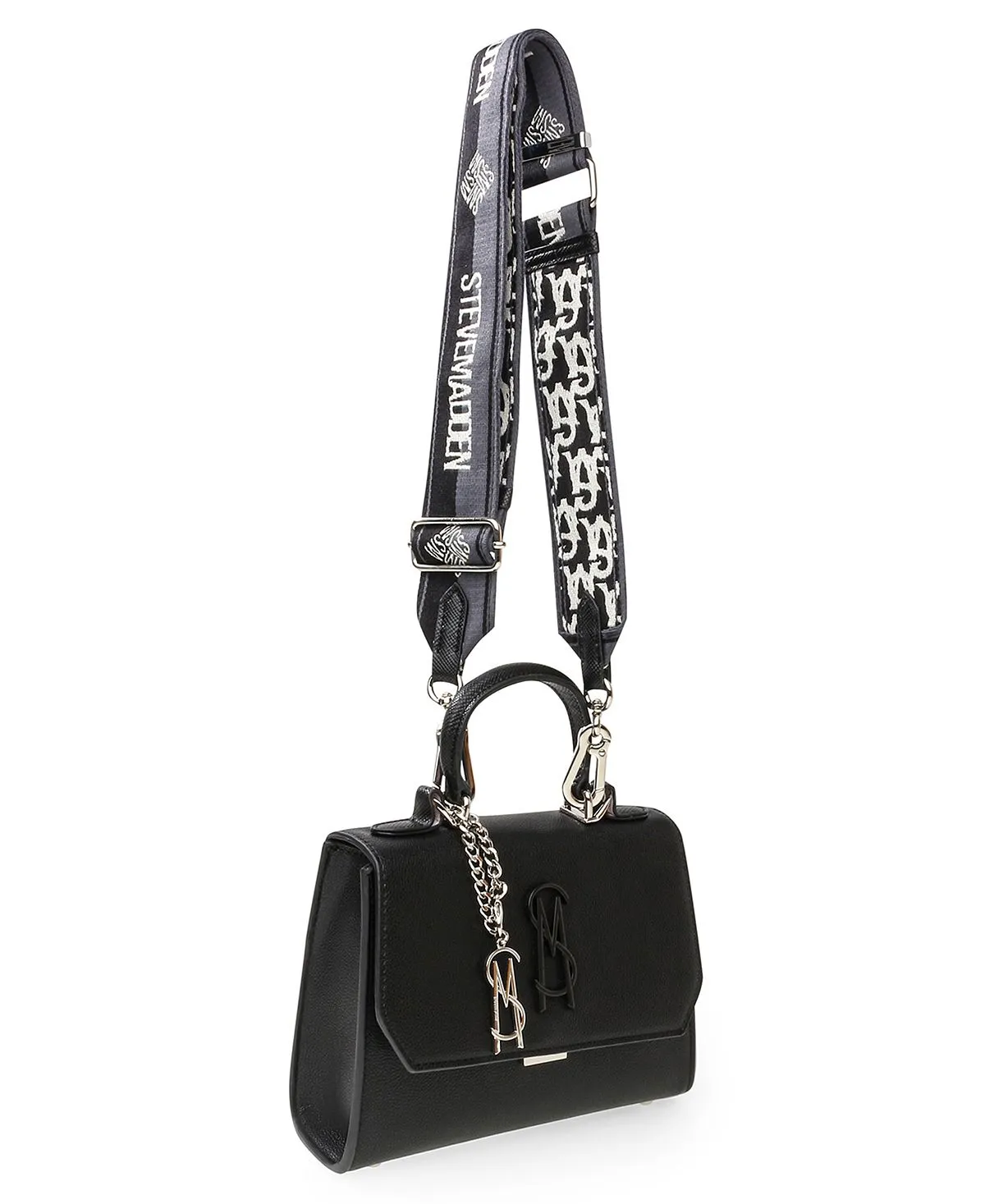 Blattuca Shoulder Bag with Metal Steve Madden Logo, Black