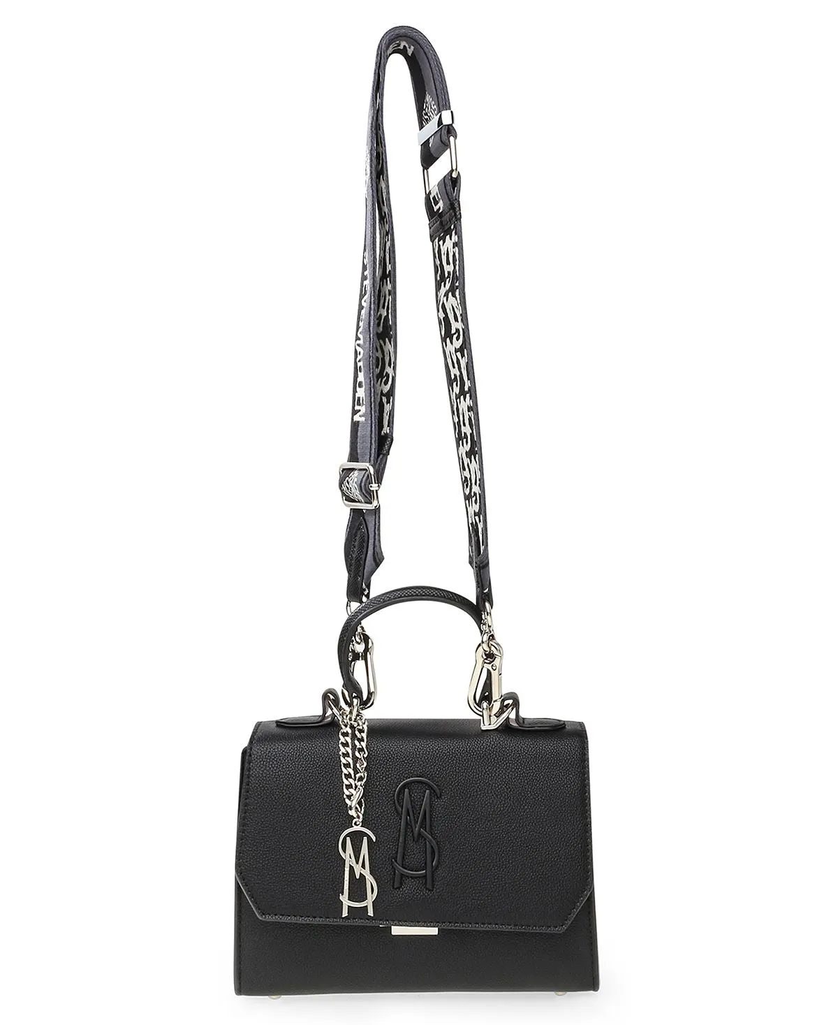 Blattuca Shoulder Bag with Metal Steve Madden Logo, Black