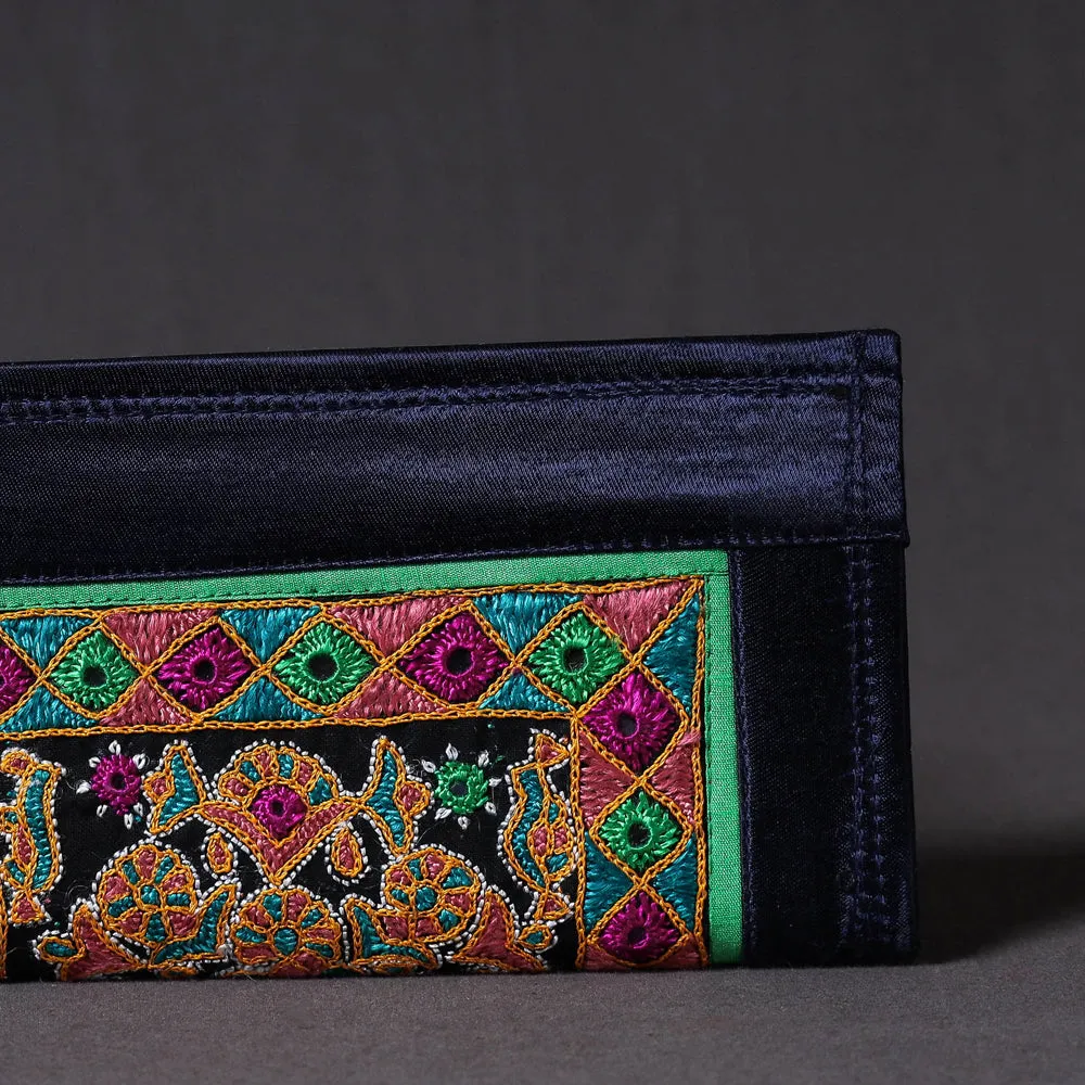 Blue - Kutchi Embroidery Mirror Work Clutch