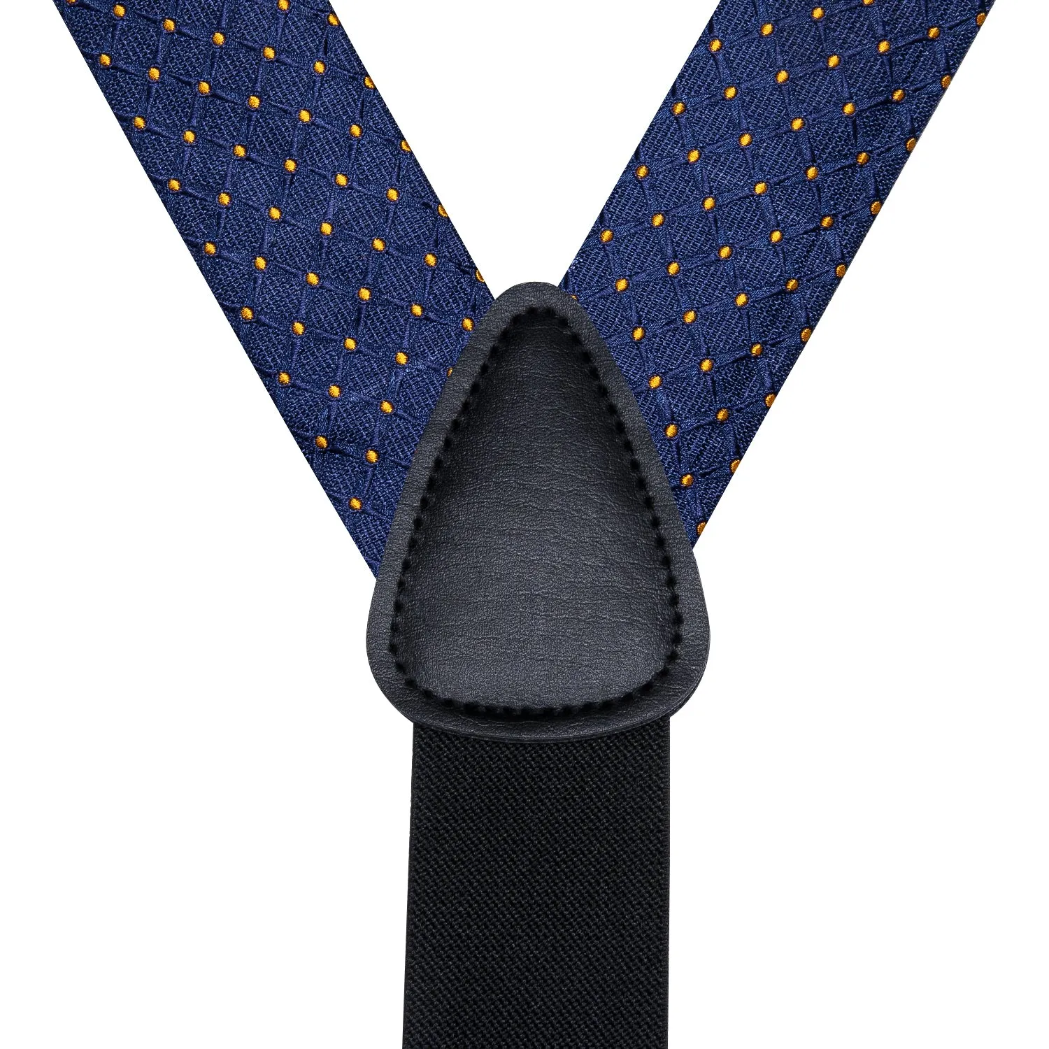 Blue Yellow Plaid Y Back Brace Clip-on Men's Suspender with Bow Tie Set