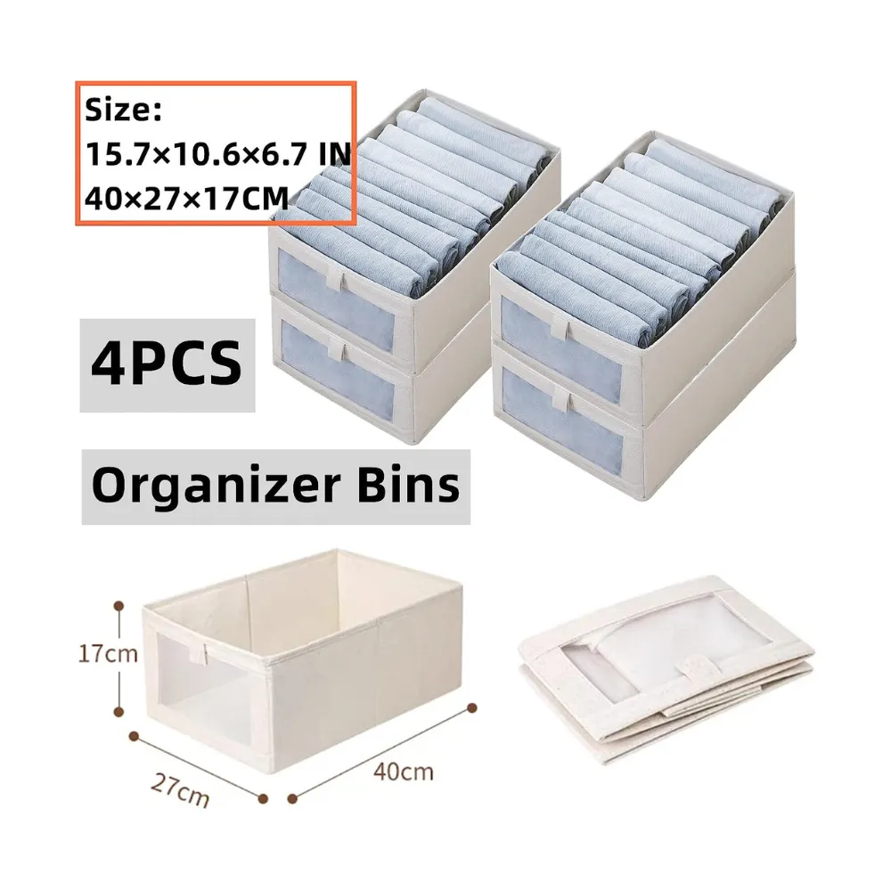 Blushbees® 4-Pack Linen Storage Bins - Large with Window