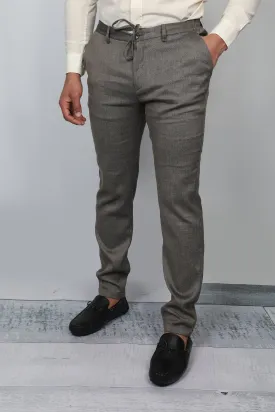 Brown Chino Jogger With Tie Waist