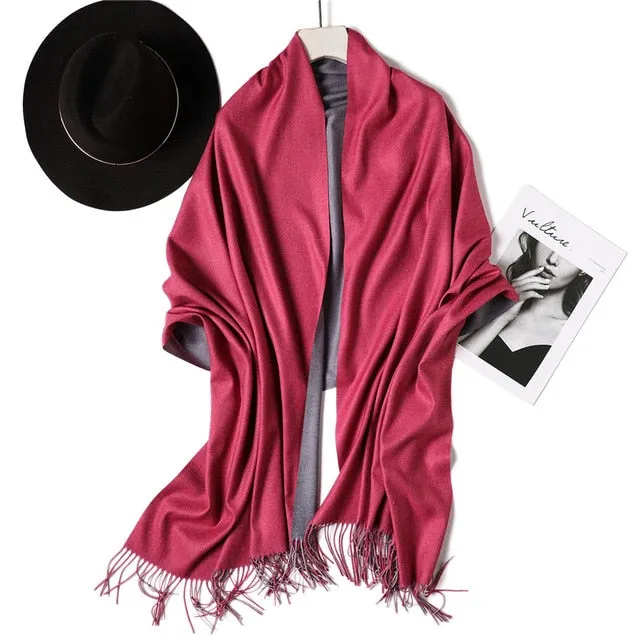 Cashmere Scarf Solid Colored Tassel Bandana Shawl #1793