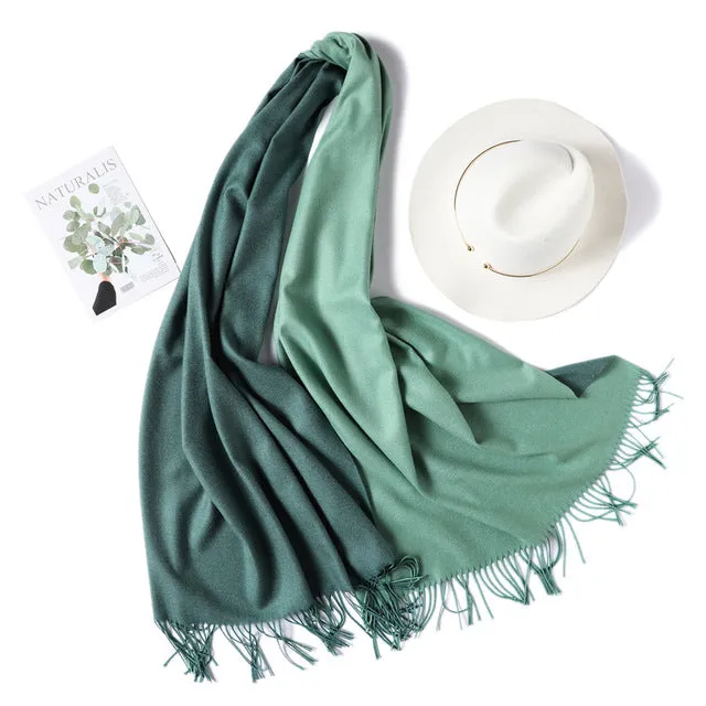 Cashmere Scarf Solid Colored Tassel Bandana Shawl #1793