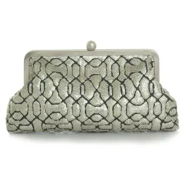 Classic Embossed Silver Clutch