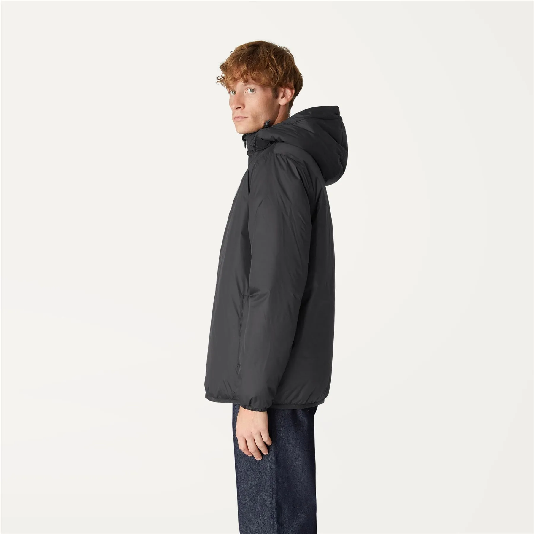 Claude Orsetto - Unisex Sherpa Lined Waterproof Full Zip Rain Jacket in Black Pure