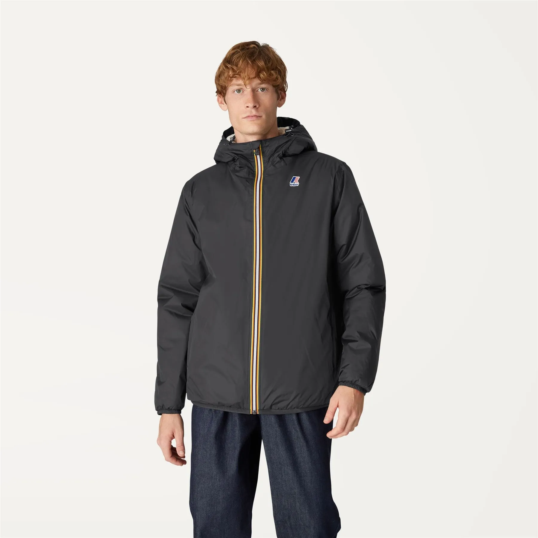 Claude Orsetto - Unisex Sherpa Lined Waterproof Full Zip Rain Jacket in Black Pure