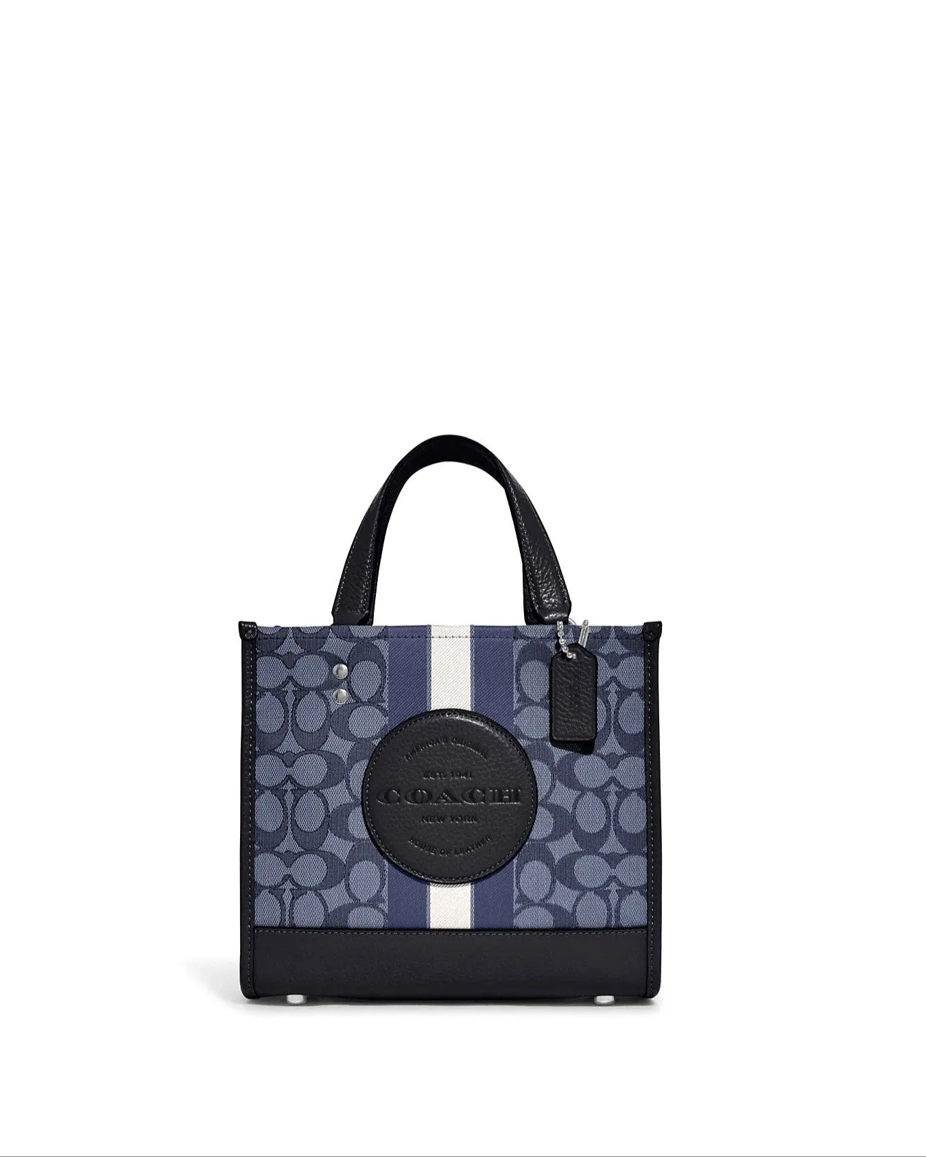 Coach Women's Denim & Midnight Navy Multi Dempsey Tote 22 In Signature Jacquard With Stripe And Coach Patch