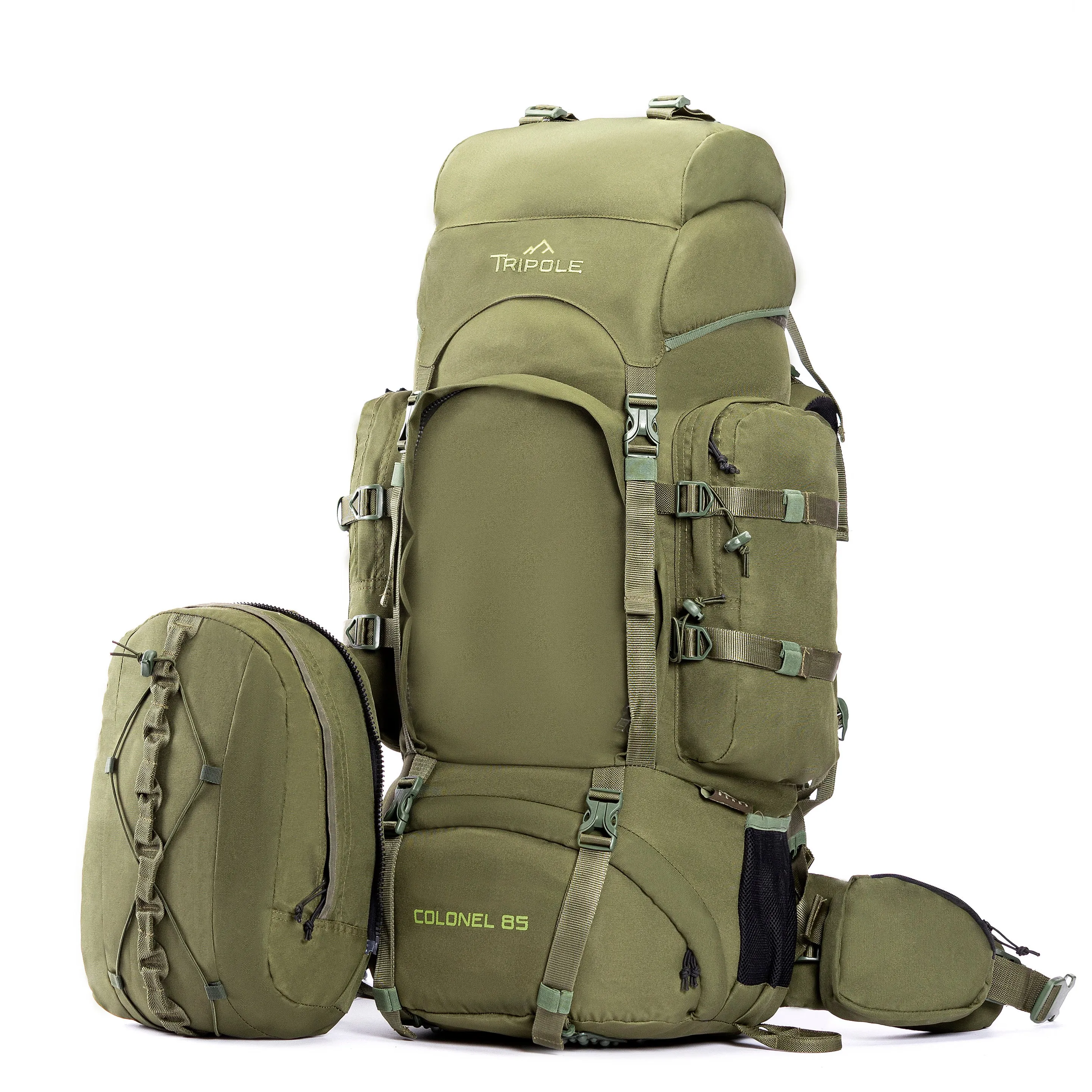 Colonel Series 85 Litre Rucksack   Detachable Day Pack & Rain Cover | Olive Green