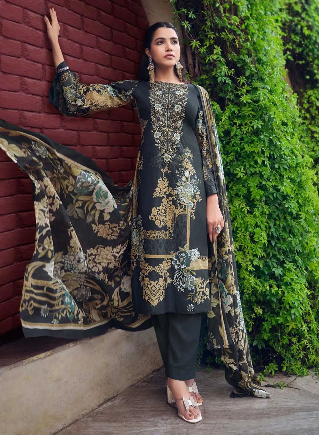 Cotton Pakistani Print Unstitched Women Salwar Suit with Dupatta