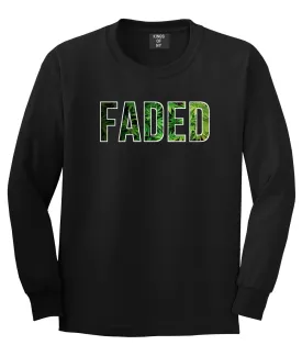 Faded Marijuana Weed Print Long Sleeve T-Shirt