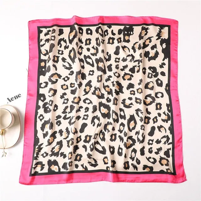 Fashion Silk Scarf Leopard Printed Bandana Shawl #FS-14