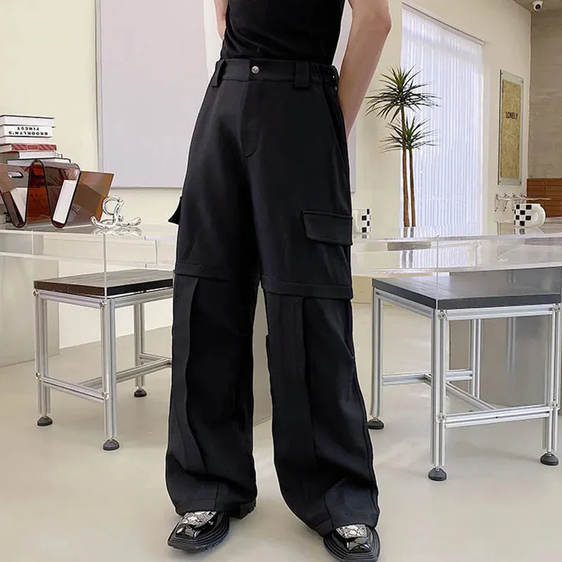 Fashionable Men Casual Pants Pocket Slim Thin Loose Solid Color Loose Korean Style Temperament 9A1608