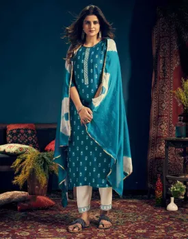 Fully Stitched Rayon Blue Salwar Suits with Dupatta