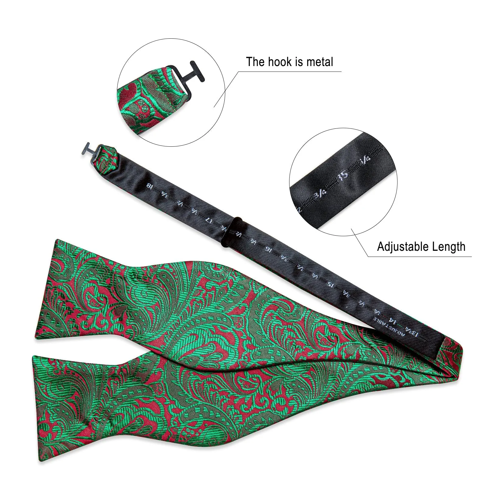 Green Red Paisley Clip-on Men's Suspender with Bow Tie Set