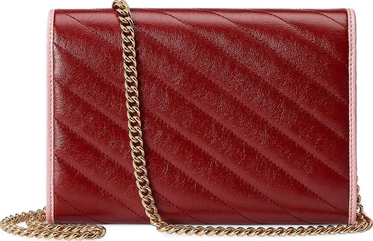 Gucci GG Marmont Mini Chain Bag Dark Red/Pastel Pink