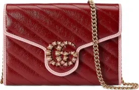 Gucci GG Marmont Mini Chain Bag Dark Red/Pastel Pink