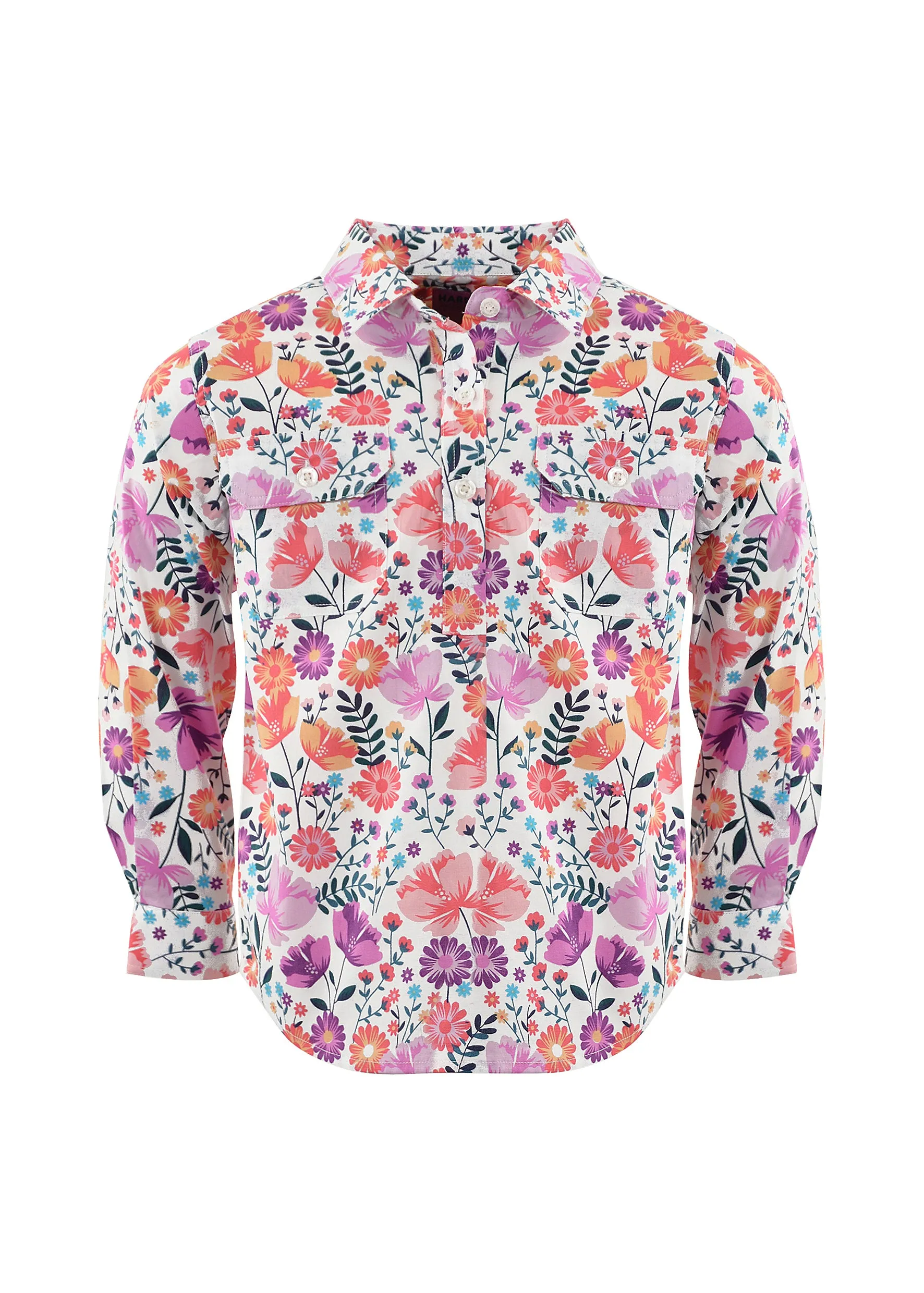 Hard Slog Kids Print Half Placket L/S Shirt - H1S7101035