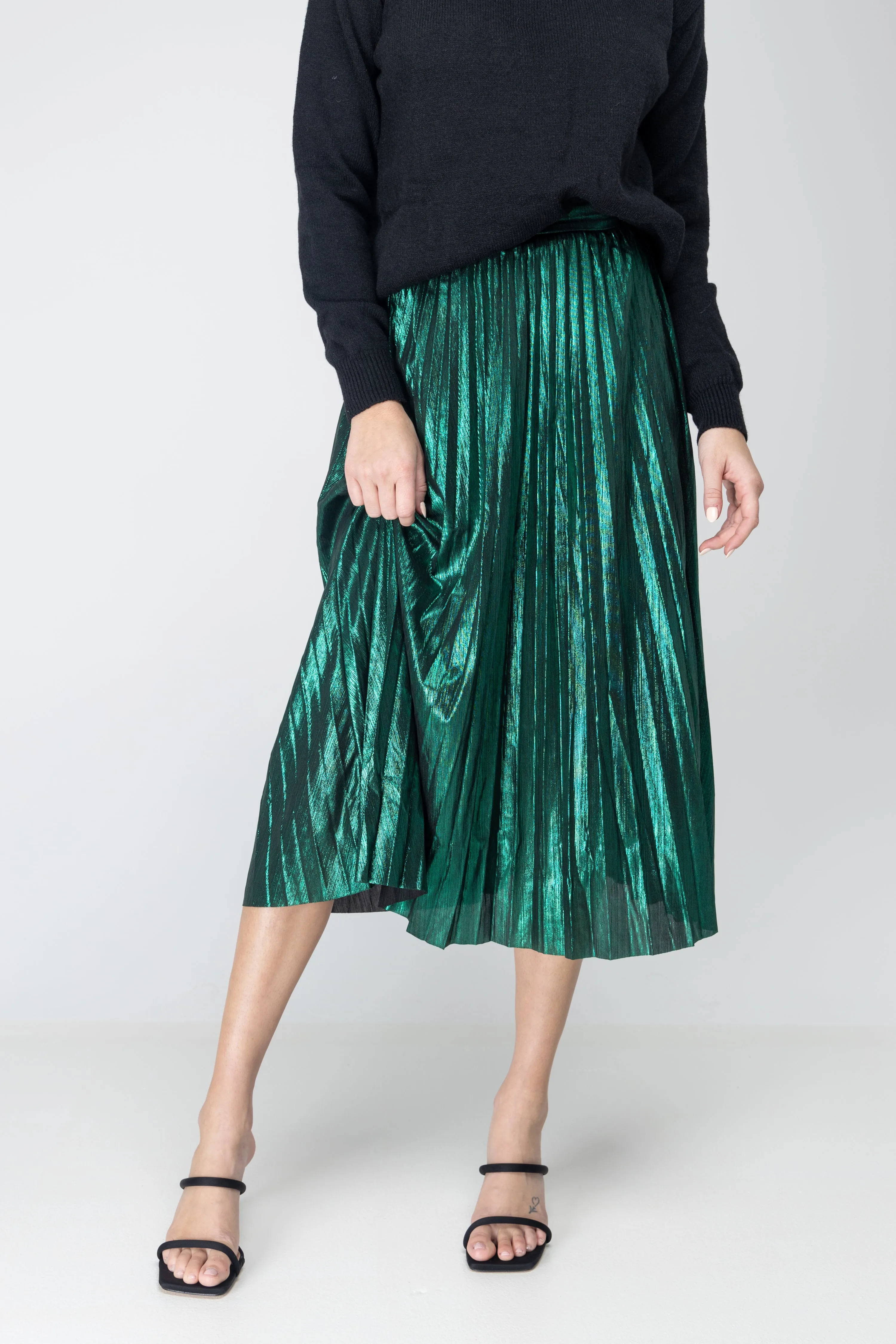 Hotline Bling Metallic Plated Midi Skirt