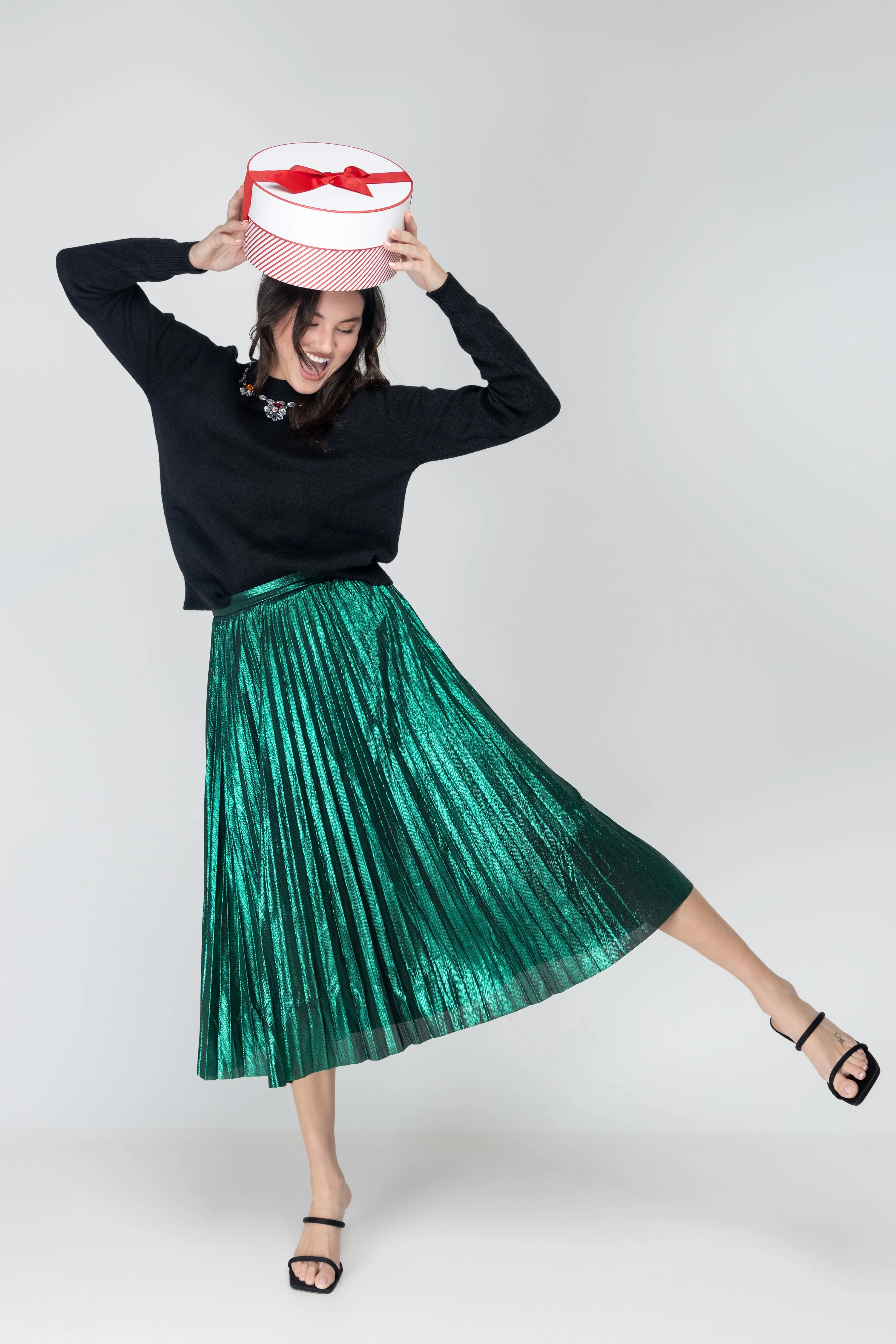 Hotline Bling Metallic Plated Midi Skirt