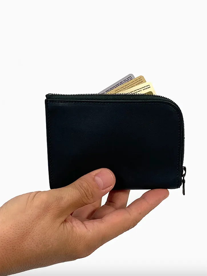 Isaac Reina Simple Zipped Wallet, Black/Natural