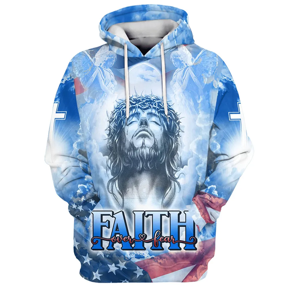 Jesus Faith Over Fear Hoodies Jesus Hoodie Men & Women Christian Hoodie 3D Printed Hoodie