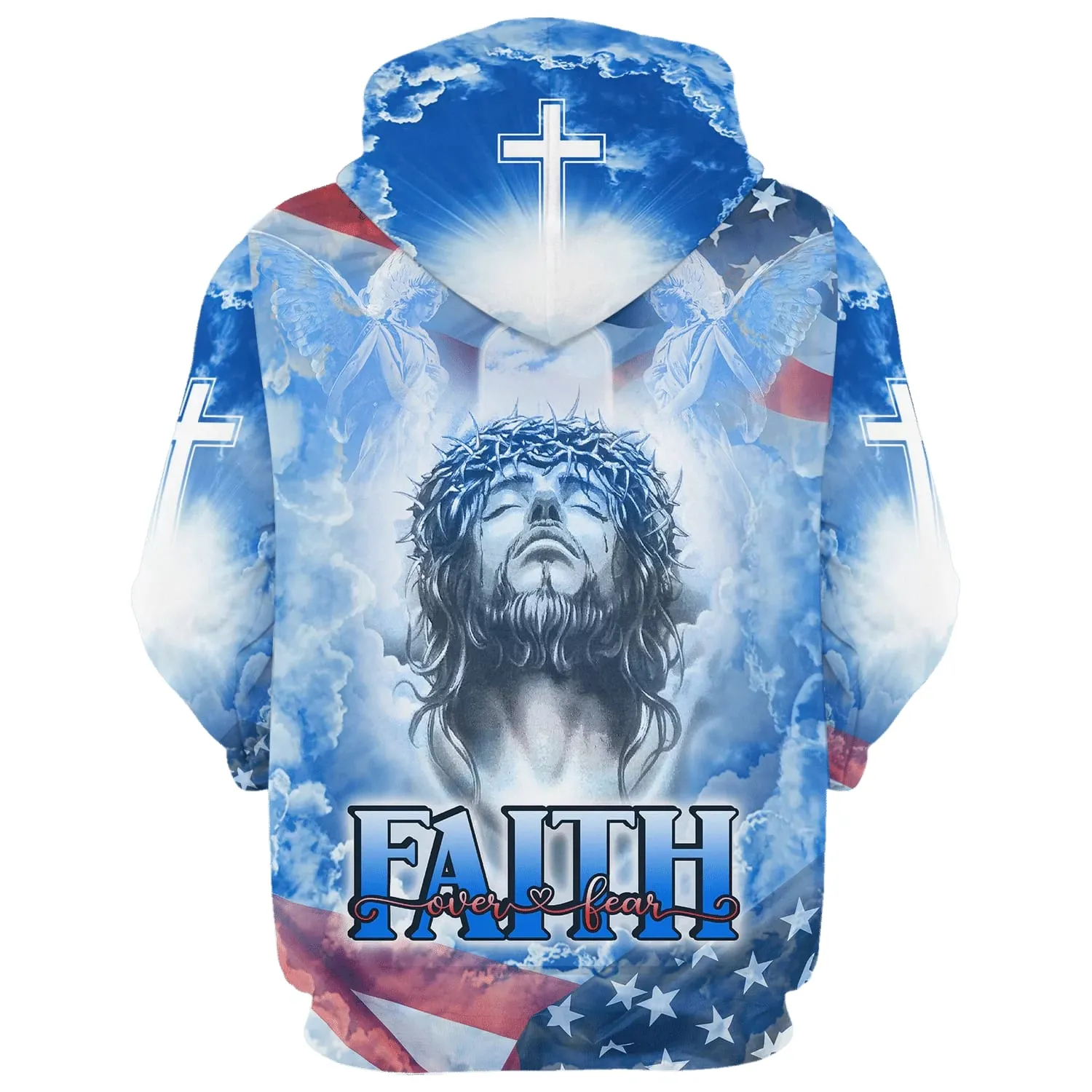 Jesus Faith Over Fear Hoodies Jesus Hoodie Men & Women Christian Hoodie 3D Printed Hoodie