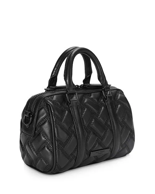 Kensington Boston KURT GEIGER LONDON Small Quilted Leather Bowling Bag Black