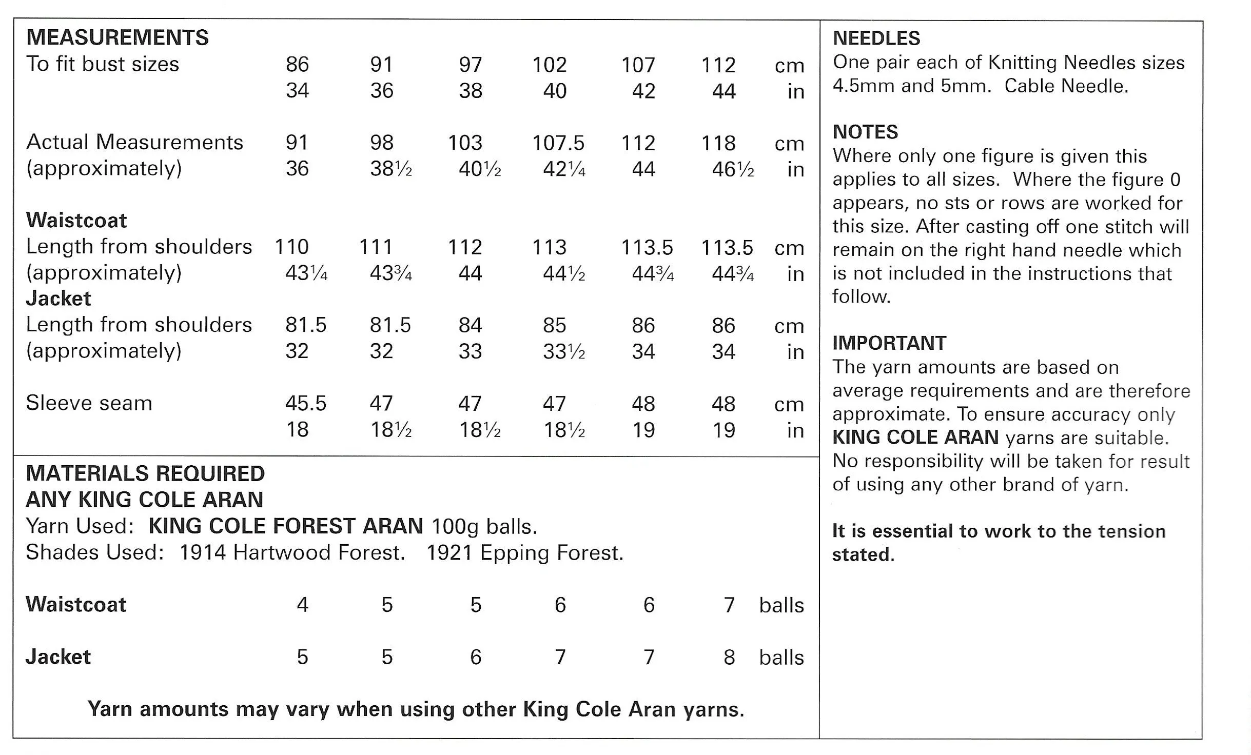 King Cole 5656 Waistcoat & Jacket Aran Knitting Pattern