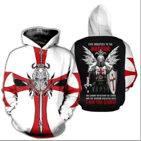 Knights Templar Commandery Hoodie - White & Red