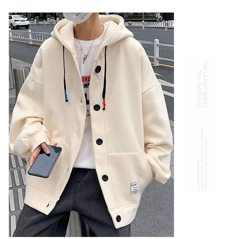 Lazy Loose-Fit Niche Button Front Hoodie