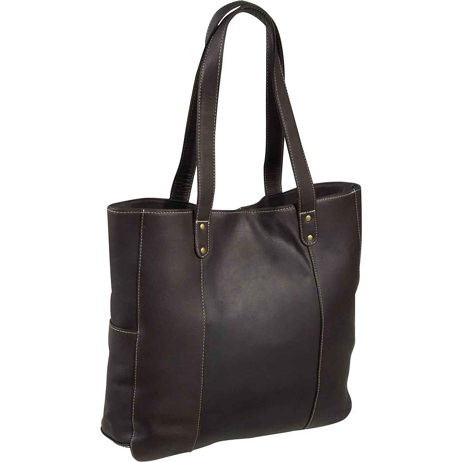 Leather Double Strap Rivet Tote