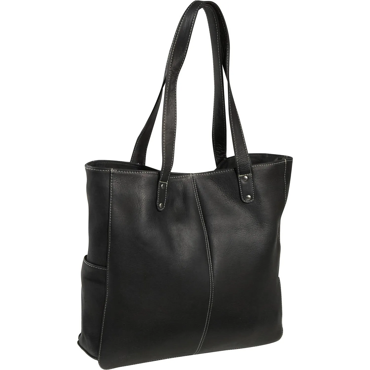 Leather Double Strap Rivet Tote