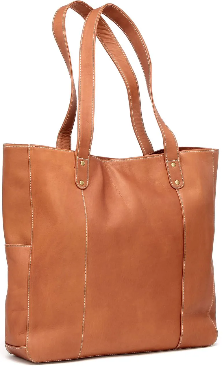 Leather Double Strap Rivet Tote