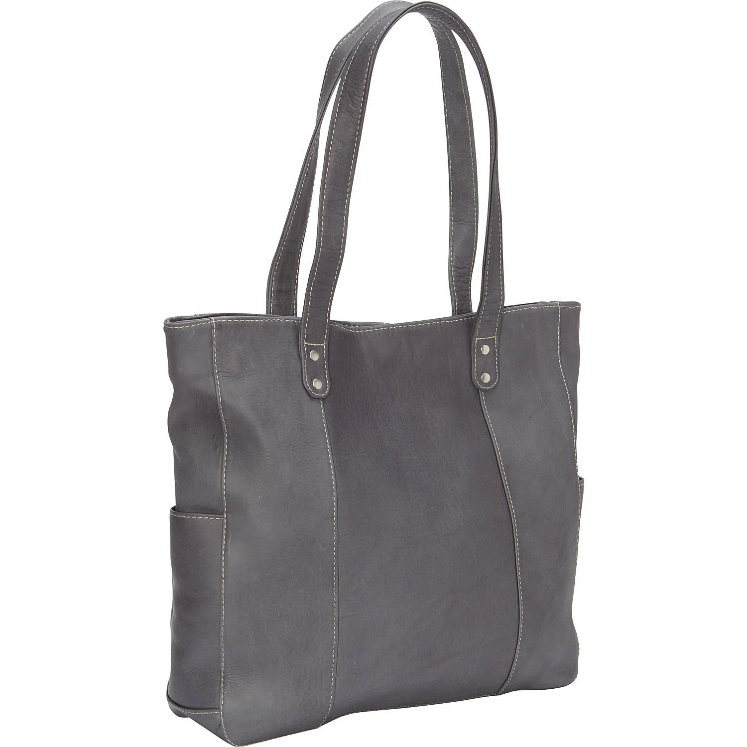 Leather Double Strap Rivet Tote