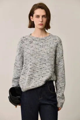 LILY Retro Textured Crewneck Knit Sweater