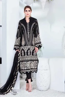 Maria B Style Black Beauty Cotton Unstitched Pakistani suits for Women