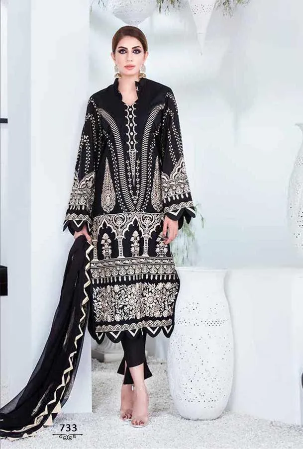 Maria B Style Black Beauty Cotton Unstitched Pakistani suits for Women