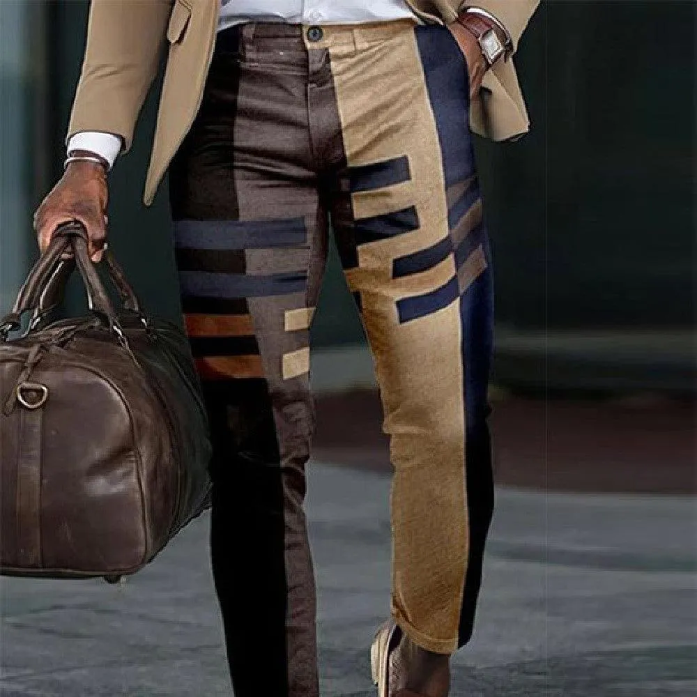 Men Printed Mid Rise Straight Leg Pants