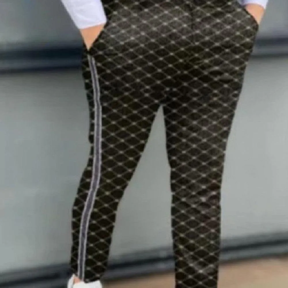 Men Printed Mid Rise Straight Leg Pants