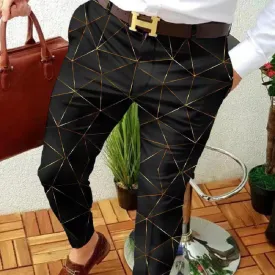 Men Printed Mid Rise Straight Leg Pants