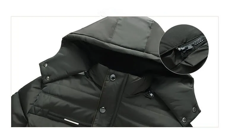 Men's down jacket with a hood and down lining